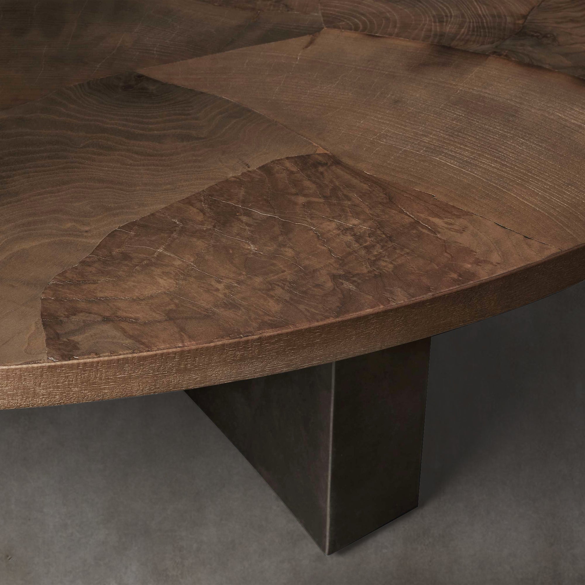 Loranco Wood Round Coffee Table Wabi-Sabi Living Room Center Tea Table