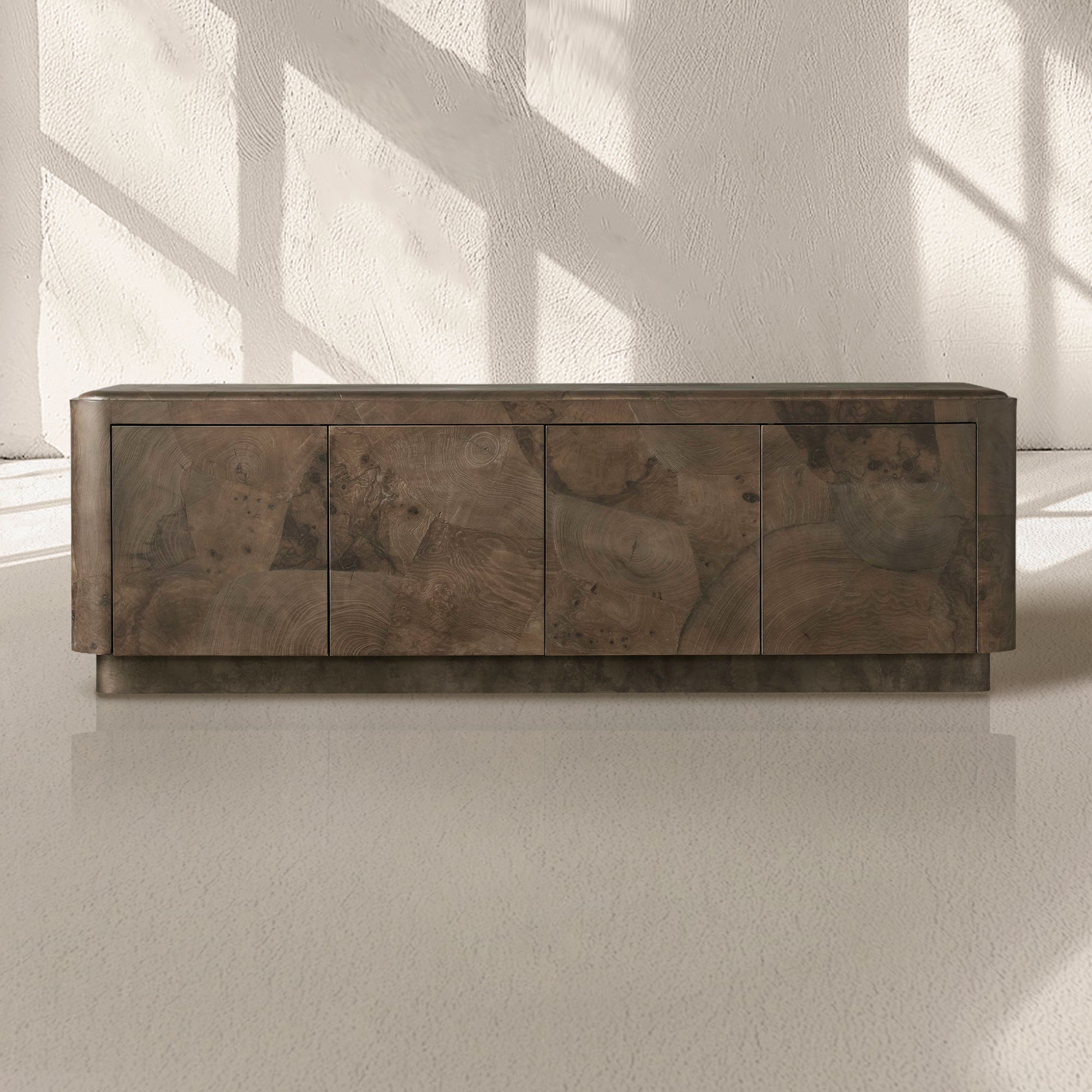Loranco TV Stand Unit Wood Sideboard Media Console Ash Entryways Storage Cabinet