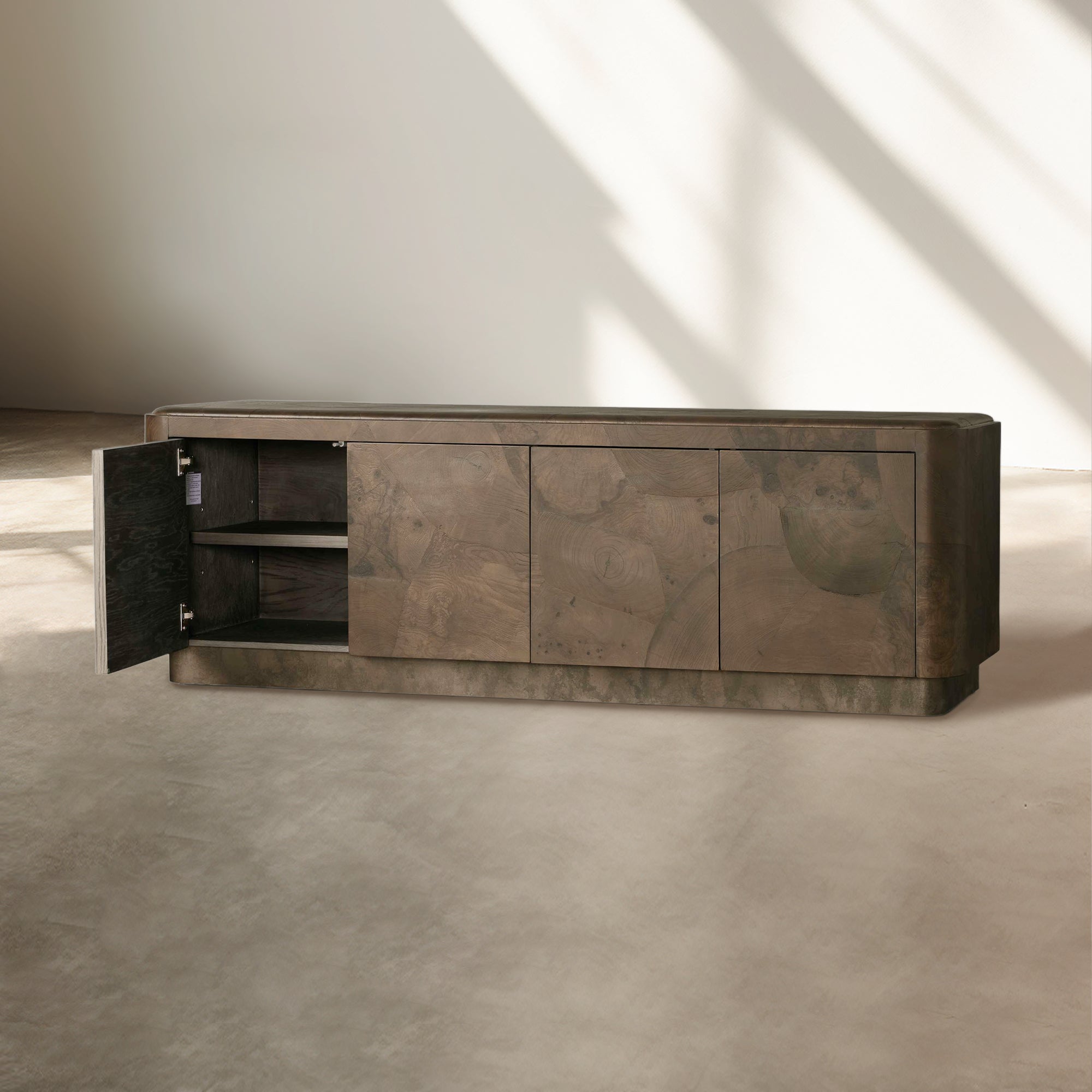 Loranco TV Stand Unit Wood Sideboard Media Console Ash Entryways Storage Cabinet