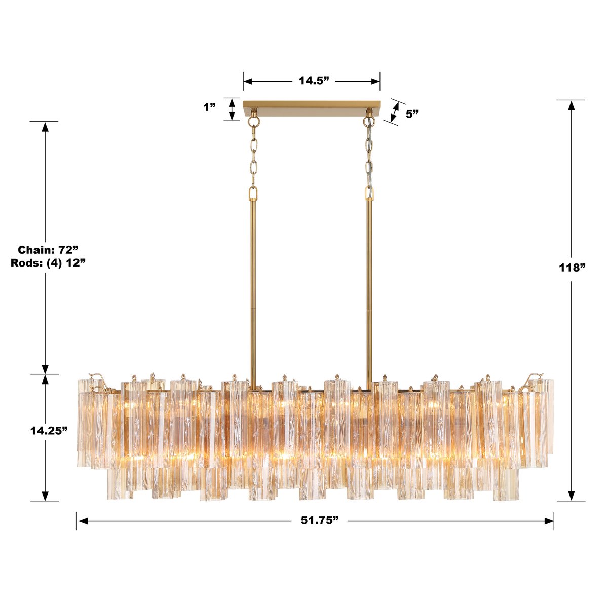 Addis Linear Chandelier 51''-Vancei