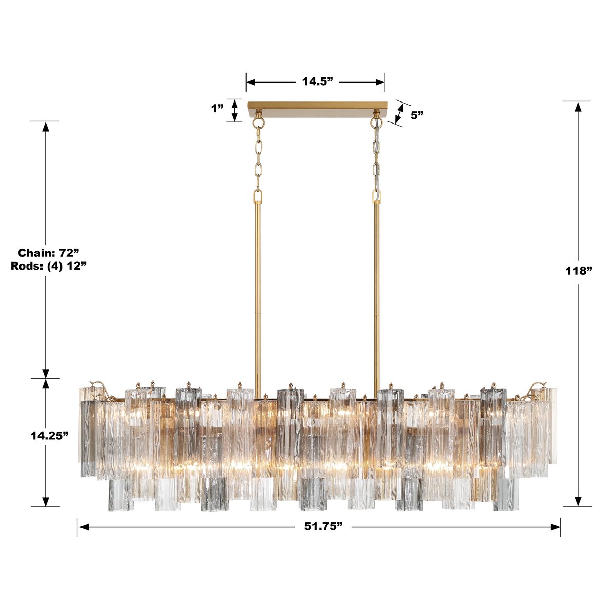 Addis Linear Chandelier 51''-Vancei
